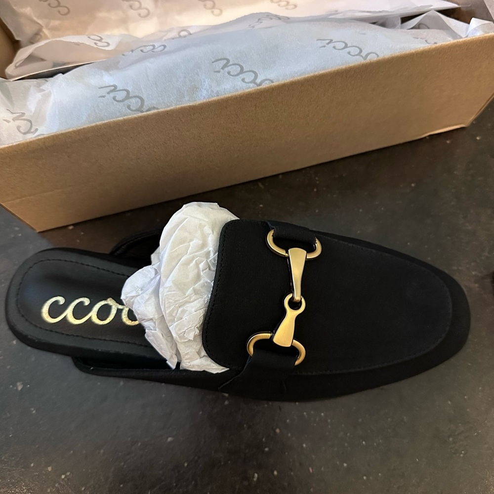 CCOCCI Black Mules with Gold Accent